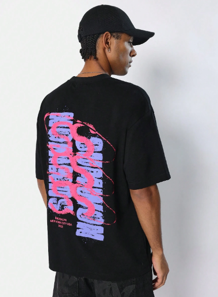 SUMWON Tee With Back Graffiti Graphic Print College Ready