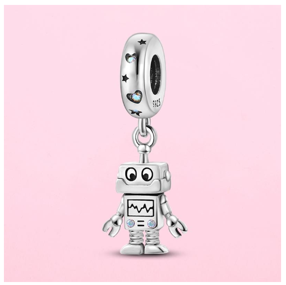 Silver Robot Cat Mummy Rocking Charm Beads for Original Pandora Bracelet Necklace DIY Women's Jewelry Gift 0027