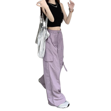 Lovito Women Pocket Pants Lna17228 (Purple)