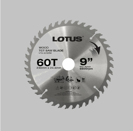 Lotus TCT Saw Blade 9" 60T (WOOD) LT9-60WSX - Cutting Tools