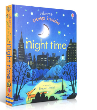 Peep Inside Night Time English Educational 3D Flap Picture Cardboard Books for Kid
