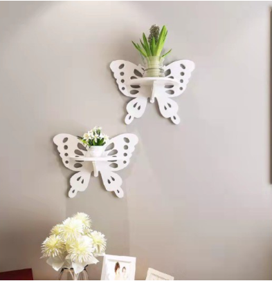 Mr.Dolphin #Tebru Butterfly Shape Storage Rack Wall Shelf Rural Style Home Decoration