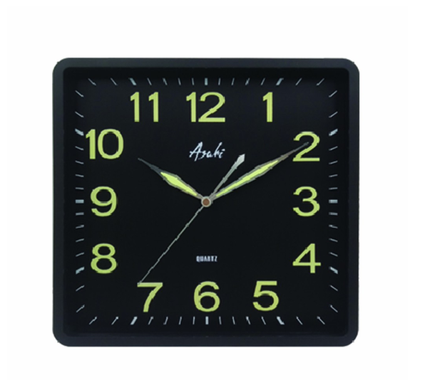 Asahi HC 2410 SY Glow in the Dark Square Wall Clock