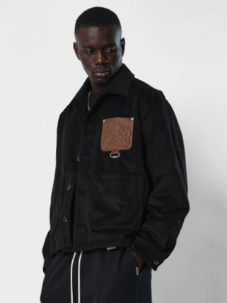 SUMWON Suedette Boxy Jacket With PU Pocket