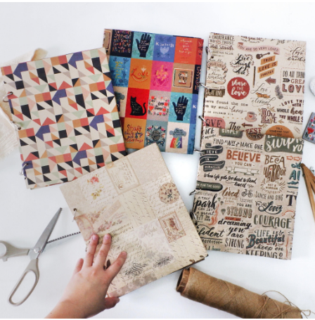 Papemelroti Ring Scrapbook | Recycled Paper Sketchbook Journal | Hardbound Notebook | Arts & Crafts