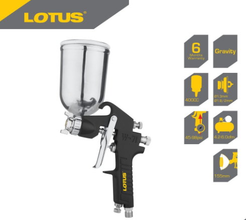 Lotus Spray Gun 400CC 1.3MM 98PSI LTSG710G - Lawn & Garden