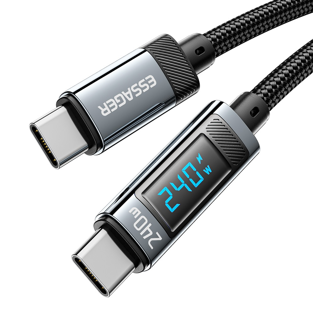 Essager 240w Type C To Type C Cable Digital Display PD 3.1 Fast Charging Cord For Laptop Phone