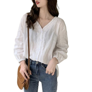 Lovito Women Jacquard Blouse LNE24290 (White)