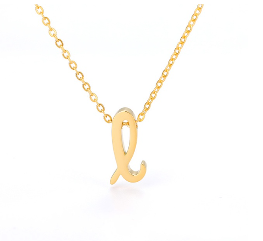 Maxzone Tiny Initial Letter Necklaces For Women Stainless Steel Old English Letter Vintage Necklace Boho Birthday Gothic Jewelry Gift L