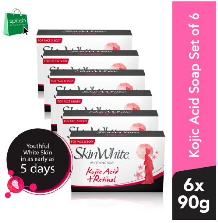 SkinWhite Whitening Face and Body Bar Soap Kojic Acid + Retinol Whitening 90g set of 6