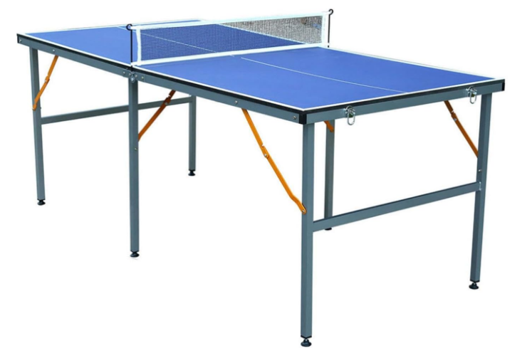 6ft Mid-Size Table Tennis Table Foldable & Portable Ping Pong Table Set for Indoor & Outdoor Games with Net, 2 Table Tennis Paddles and 3 Balls