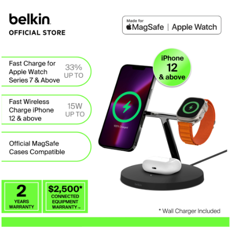 Belkin BOOST↑CHARGE™ PRO 3-in-1 Wireless Charger with Mag Safe 15W