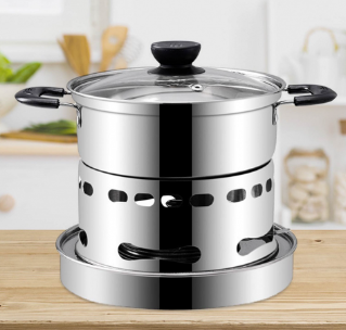 Outdoor Cookware Set Stainless Steel Portable Cooking Utensils Liquid Alcohol Stove and Pot, Compact Outdoor Cook Gear