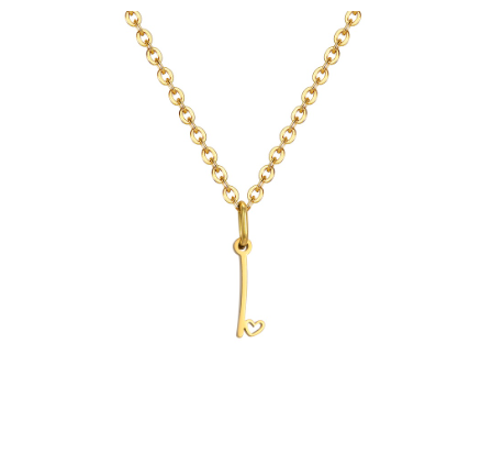 Vnox Initial with Hollow Heart Pendant Necklace,18K Gold Dainty Letter Choker Necklace Gift for Women Necklace Jewelry I