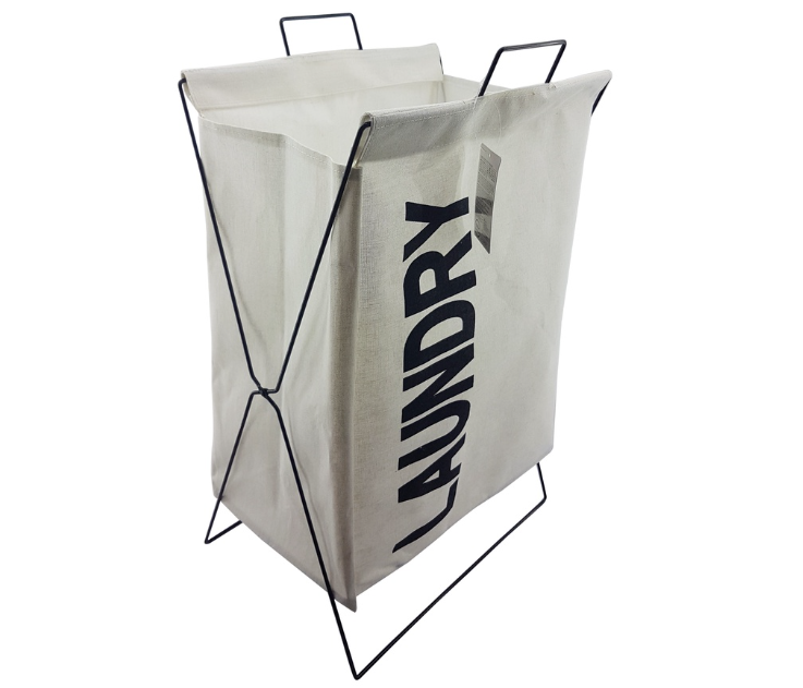 Daiso White Laundry Hamper with Stand