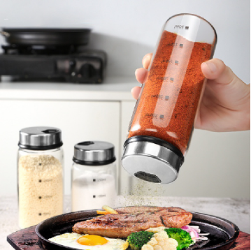 Glass Spice Jars Organizer Seasoning Condiment Bottle Containers Glass Salt and Pepper Shakers