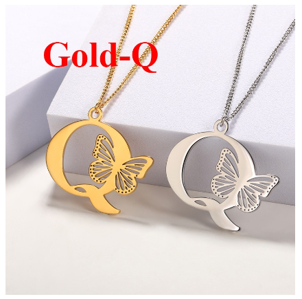 High-quality 18k Gold Plated A-Z Letters Necklace Stainless Steel Butterfly Necklace for Women Men Couple Fashion Jewelry Q
