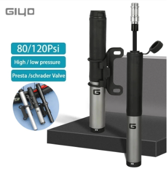 Giyo 120psi Portable Bicycle Pump Hidden Hose Design Mini Bike Tyre Inflator MTB Road Bike Schrader Presta Valve Hand Air Pump