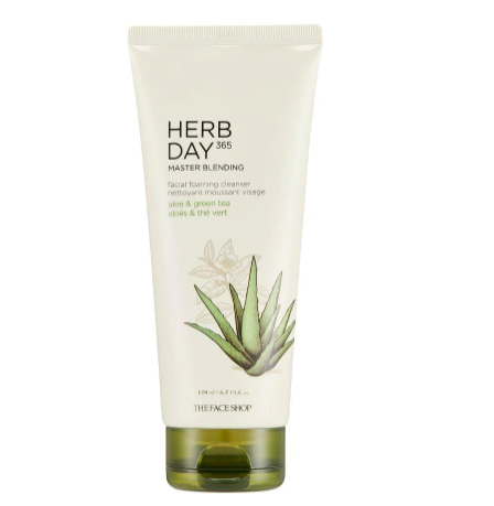 The Face Shop Herb day 365 Master Blending Facial Foaming Cleanser Aloe & Green tea