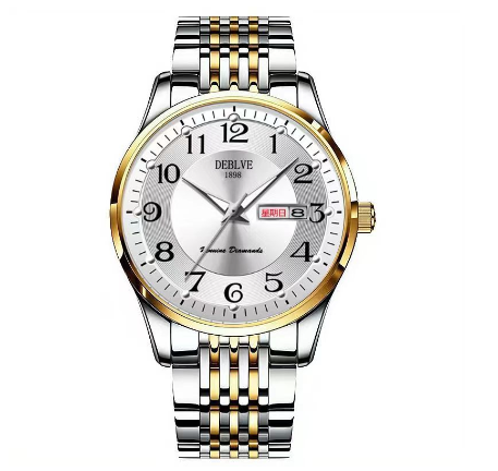 Original Luxury Gold Stainless Steel Business Fashion Calendar Luminous Waterproof Quartz Automatic Wrist Watch for Men M9