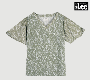 Stylistic Mr. Lee Ladies Basic Woven short sleeves Blouse for Women Rayon Boxy Fit 134318-U Green