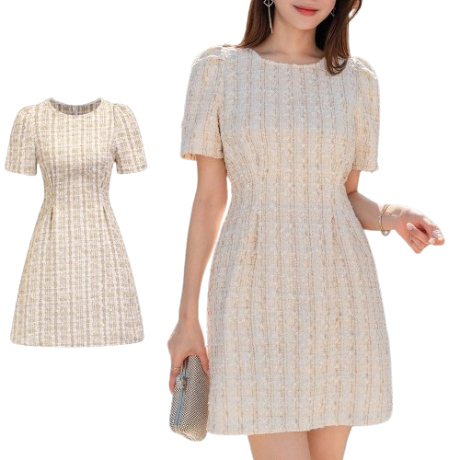 Lovito Women Casual Plain Tweed Dress L71ED168 (Pink)