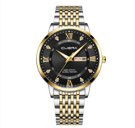 CUENA Men's Watches Fashion Casual sports Business Decorative Dial Quartz Water Resistant SILVER GOLD BLACK