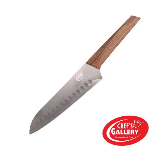 Chef's Gallery Stainless Steel Santoku Knife Non-Stick Titanium Coating 100% Food Grade Material