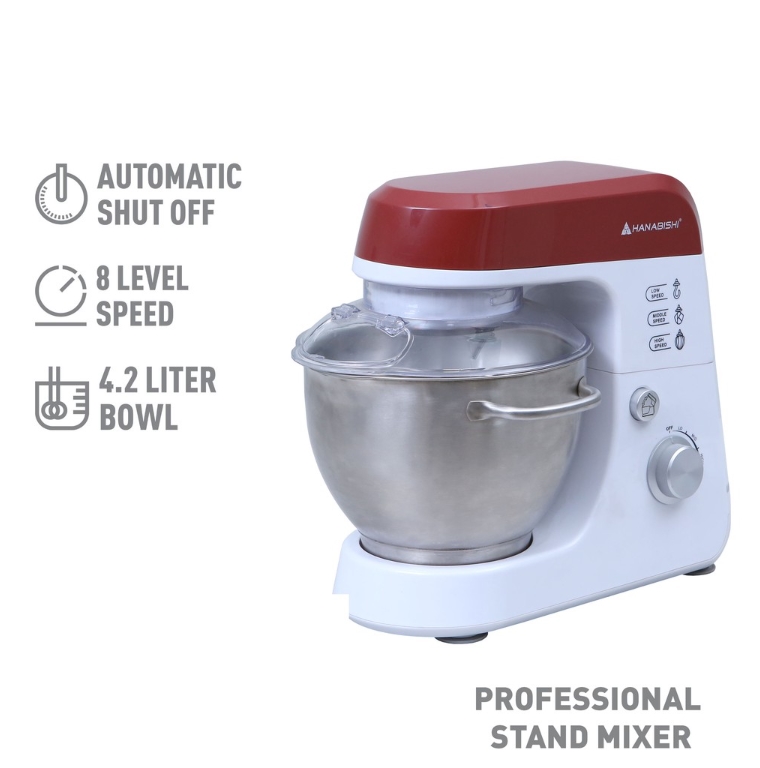 Hanabishi Stand Mixer HPM500 | Best for Baking 8-speed | Beater, Dough Hooks | 4.2 liter bowl