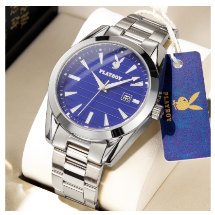 Playboy Watch For Men Waterproof Luminous Stripe Dial Stainless Steel Strap Men's Watch Simple Fashion Style Watch