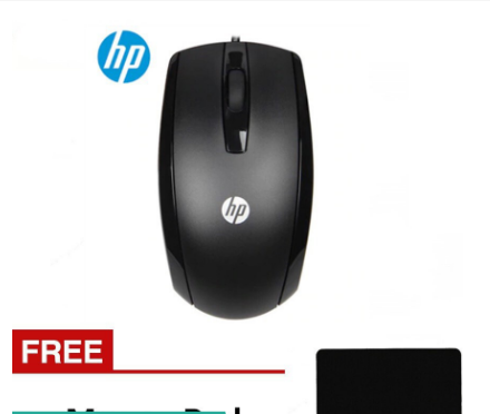 HP X500 Optical Wired USB Mouse Free One pc Mouse Pad (Black)