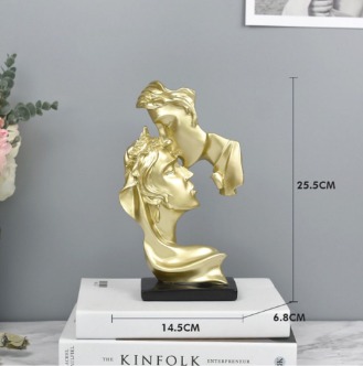 Resin Abstract A Kiss of the Love Statue Creative Couple Sculptures Figure Figurine