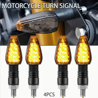 4pcs Motorcycle Turn Signal Signal Light, Off-road Motorcycle Modified Turn Indicator LED Small Red Hat Turn Signal Light