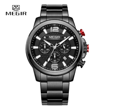 MEGIR ORI MS2156 Full Steel Luxury Men Watches Quartz Watch Chronograph Waterproof 50M M3