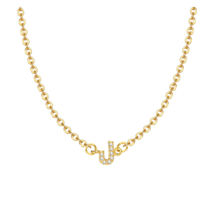 Vnox Initial Choker 18K Gold Letter A-Z Pendant Necklace Accessories for Women J