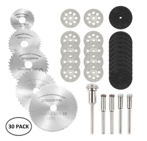 30pcs Diamond Cutting Discs Wheel Saw Blades Set Drill Bit For Dremel Rotary Tool