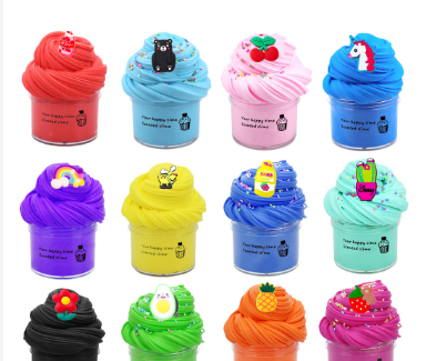 60ml Fruit Cake Slime Fluffy Floam Kids Modeling Clay Toys Polymer Safe Cotton Biscuit Slime AntiStress Gift for Girls/Boys
