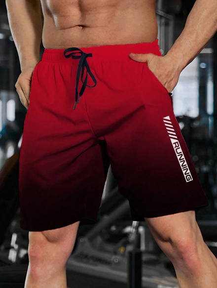 SHEIN Men's Drawstring Gradient Printed Sports Shorts Baggy Shorts Men Joggers