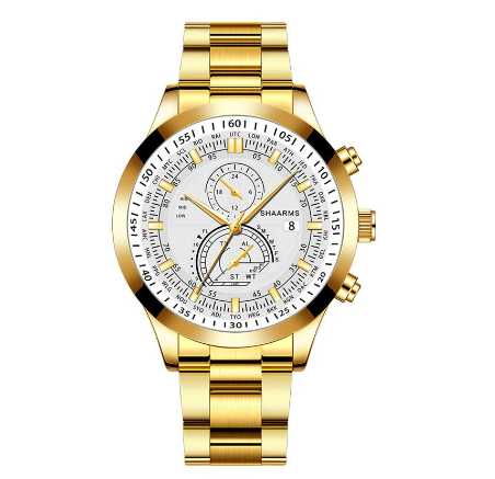 Men's Quartz Business Wacthes Stainless Steel Waterproof Sport Date Watch Men Relo Ng Kalalakihan Wristwatch GOLD WHITE