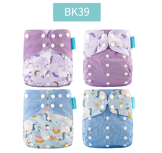 Happyflute 2023 Baby Reborn 4pcs set Washable Eco-friendly Baby Cloth Diaper Ecological Adjustable Nappy Reusable Diaper SET3