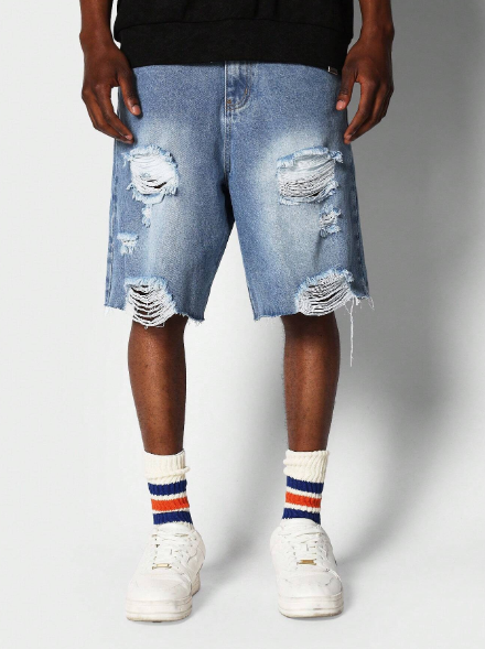SUMWON Bermuda Distressed Denim Short