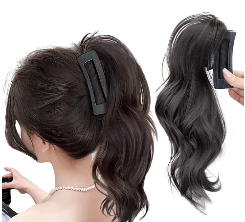 Synthetic Claw Curly Ponytail Wavy Hair Black Brown Ponytail Extension for Women Fake False Hairpiece Heat Resistant Shark Clip