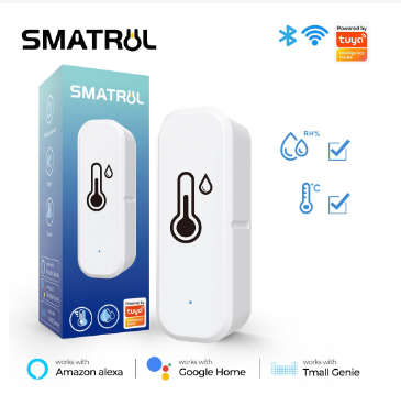 SMATRUL Tuya Wifi Smart Home Temperature Humidity Sensor Indoor Hygrometer Thermometer Detector Alarm Voice Life Support Alexa