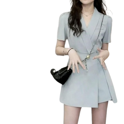 Lovito Women Double Layer Dress L68ED183 (Blue)