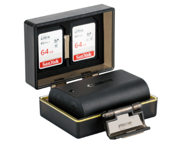 JJC BC-UN2 Multi-Functional Camera Battery Case Holder with 2 SD Card Slot for NP-W126 NP-W126S LP-E5 LP-E6 LP-E8 LP-E10 LP-E12 LP-
