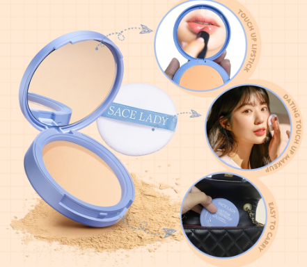 SACE LADY Oil Control Matte Face Powder Long Lasting Flawless Setting Powder Face Makeup With Mirror