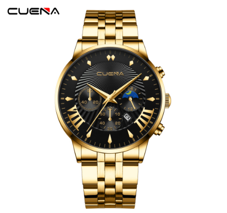 CUENA Men's Watch Fashion Business Casual Sports Stainless Steel Waterproof 6016 M1