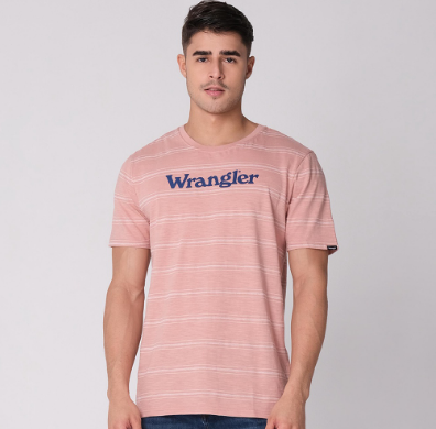 Wrangler Men's Stripes T-Shirt Misty Rose