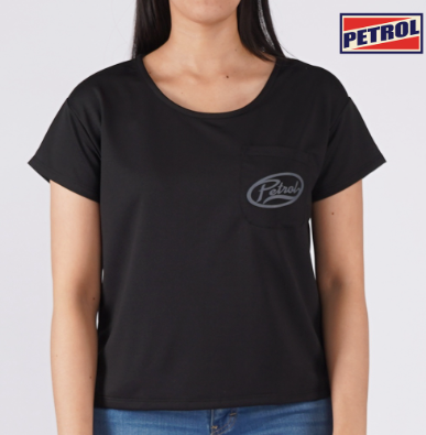 Petrol Basic Tees for Ladies Boxy Fitting Shirt CVC Jersey Fabric Trendy Fashion 130331-U Black