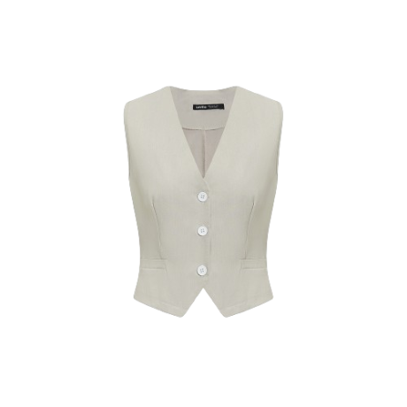 Lovito Casual Plain Button Front V-neck Sleeveless Tank Top for Women L47AD021 (Gray)